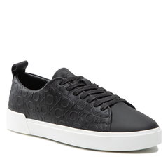 CALVIN KLEIN, Pantofi sport din piele cu logo in relief, Negru, 42 CALVIN KLEIN, Pantofi sport din piele cu logo in relief, Negru, 42