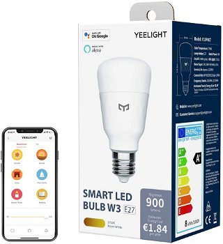Bec LED Smart YEELIGHT YLDP007, E27, 8W, 900lm, Bluetooth, Wi-Fi, lumina calda,Variabila, compatibil Alexa, Google Assistant