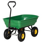 Cărucior de grădină 75L din oțel și PP cu cuvă rabatabilă și mâner de transport, 109x52x94 cm, de culoare verde închis Outsunny | Aosom RO, Outsunny