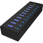 Hub USB Raidsonic IB-AC6110, 10 x USB 3.0 Negru, Icy Box