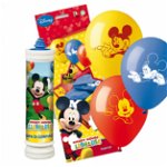 Pachet baloane imprimate Mickey 30 cm x pompa manuala