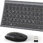 Set mouse si tastatura Wireless iClever, aluminiu/plastic, gri/negru