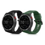 Set 2 curele pentru Garmin Epix 2, Kwmobile, Negru/Verde, Silicon, 59308.02