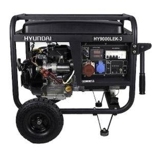 HY9000LEK-3 Hyundai Generator de curent electric trifazat + kit de roti si motor in doi cilindri , putere maxima 8 kVA, HYUNDAI