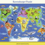 Puzzle harta lumii cu animale 30 piese Ravensburger, Ravensburger