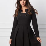 Rochie Moze neagra scurta cu nasturi la bust, 