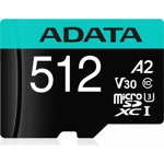 Card de memorie V30S 512GB Premier Pro MicroSDXC Clasa 10 UHS-I U3 + Adaptor SD, ADATA