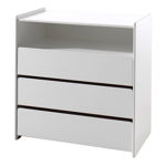 Comoda din lemn de pin si MDF cu 3 sertare, pentru copii Kiddy Alb, l90xA55xH92 cm