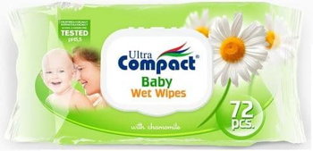 Servetele umede pentru bebelusi, cu capac, Ultra Compact Baby, cu musetel, 72 buc/set, Ultra Compact