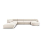 Coltar panoramic stanga 6 locuri, Miley, Micadoni Home, BL, 327x245x74 cm, catifea, bej deschis, Micadoni Home