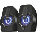 Boxe stereo trust gemi tr-22948, rgb 2.0 speaker, 6w, negru
