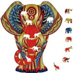 Puzzle din lemn multicolorat Elefant 120 piese, Ludicus