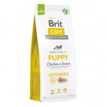 Brit Care Sustainable Puppy, XS-XL, Pui și Insecte, hrană uscată câini junior, sistem digestiv, 1kg, Brit Care