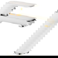 Baterie lavoar Bloom, monocomanda, lucios, alb/auriu