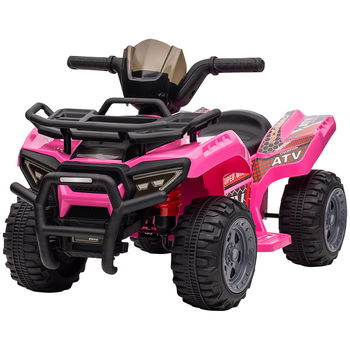 HOMCOM ATV Eletric pentru Copii 18-36 Luni cu Baterie Reincarcabila 6V, Mini ATV pentru Copii din Metal si PP, 70x42x45 cm, Roz | Aosom Romania, HOMCOM