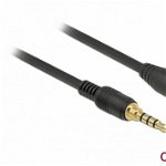 Cablu prelungitor audio jack 3.5mm 4 pini (pentru smartphone cu husa) T-M 2m, Delock 85631, Delock