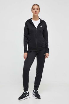 adidas Sportswear, Trening cu logo si gluga Linear, Negru