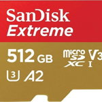 Card SanDisk Extreme MicroSDXC 512 GB clasa 10 UHS-I/U3 A2 V30 (SDSQXAV-512G-GN6MA), SanDisk