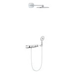 Sistem de dus cu termostat Grohe SmartControl 360, incastrat, 2 functii, anti-calcar, para dus inclusa, crom/alb, Grohe