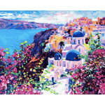 Set pictura pe numere - Peisaj din Santorini | Acuarello, Acuarello
