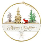 Decor pentru usa din lemn Merry Christmas, Ren 15 cm, 