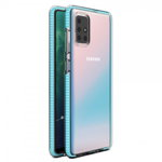 Husa Spate Upzz Spring Samsung Galaxy A71, Silicon 1mm ,rezistenta La Socuri ,transparenta Cu Margine Albastru Deschis, Upzz