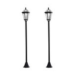 Outsunny Set 2 Lampi Solare de Gradina, Lumini de Exterior Solare cu 2 LED, Aprindere Automata si Durata 6 Ore, Negru | Aosom Romania, Outsunny