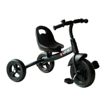 Tricicleta cu claxon si roti ajutatoare din fier si plastic 74x49x55cm negru HOMCOM | Aosom RO, HOMCOM