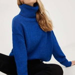 Answear Lab pulover de lana culoarea albastru marin, light, cu guler, Answear Lab