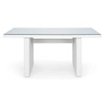 Masa pentru gradina/terasa Miami, 141.5x83x67 cm, aluminiu/sticla, alb, Maison
