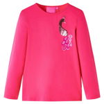 Tricou pentru copii cu mâneci lungi, roz aprins, 104, vidaXL
