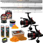 Set dublu Benzar Classic Method Feeder, Lanseta + Mulineta + Nada + Fir + Montura + Matrita