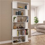 vidaXL Bibliotecă/Separator cameră, alb, 80x24x192 cm, lemn prelucrat, vidaXL