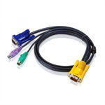 Cablu kvm aten, convertor serial la video + usb+ audio plugs(mic & speaker), conector 1: sphd-15 male "2l-5302u" (include tv 0.8lei)