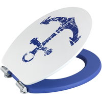 Capac toaleta din MDF, Shore Alb / Albastru, l37,5xA44 cm