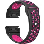 Curea ceas Smartwatch Garmin Fenix 7X / 6X / 5X Plus / 5X / 3 HR / 3, 26 mm iUni Silicon Sport Negru-Roz, iUni