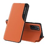 Husa Eco Leather View compatibila cu Xiaomi Poco F3/Mi 11i Orange, OEM