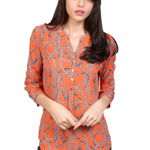 Camasa casual orange cu imprimeu lanturi M5822 OR, 