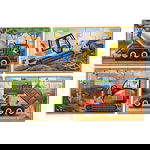 Set 4 puzzle lemn in cutie Vehicule pentru constructii Melissa and Doug