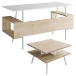 Set birou cu masa cafea, Quasar & Co.®, mobilier living/office, 140 x 60 x 73.8 cm/45 x 45 x 35 cm, stejar/alb intens, Quasar & Co.