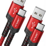 Set de 2 cabluri USB-C Jsaux, rosu/negru, 2 m