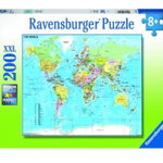 Puzzle 200 piese - Harta lumii | Ravensburger, Ravensburger