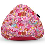 Fotoliu units puf bean bag tip para xl, impermeabil, indoor/outdoor, sac interior, cu maner, 90 x 85 x 65 cm, candies fundal roz