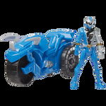 Figurina Power Rangers: Dino Fury Rip N Go - Tricera Battle Rider, Hasbro, 4+, Albastru