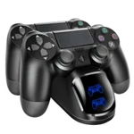 Stand de Incarcare Dubla Velixo®, 2 x Controller, Compatibilitate PlayStation PS4, Slim, Pro, Indicator LED Display, Incarca Simultan Doua Manete, Port USB, 800 mAh, Antiderapant, Negru, Velixo