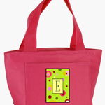 Caroline`s Treasures Carolines Comori CJ1010-D-PK-8808 Scrisoarea D Monogram - Lime Green Lunch Bag Roz, 