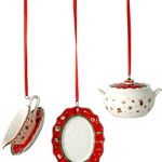 Set 3 decoratiuni brad Villeroy & Boch Toy\'s Delight Decoration Serving alb-rosu, Villeroy&Boch