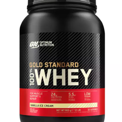 Pudra proteica din zer cu aroma de vanilie 100% Whey Gold Standard, 900 g, Optimum Nutrition