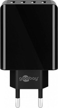 Incarcator de retea Goobay cu 4 porturi USB 30W design slim negru VE-PSUP-W43001BK-GBAY