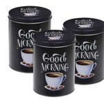 Set 3 recipiente pentru cafea Good morning, 10.5x14 cm, aluminiu, negru, Excellent Houseware